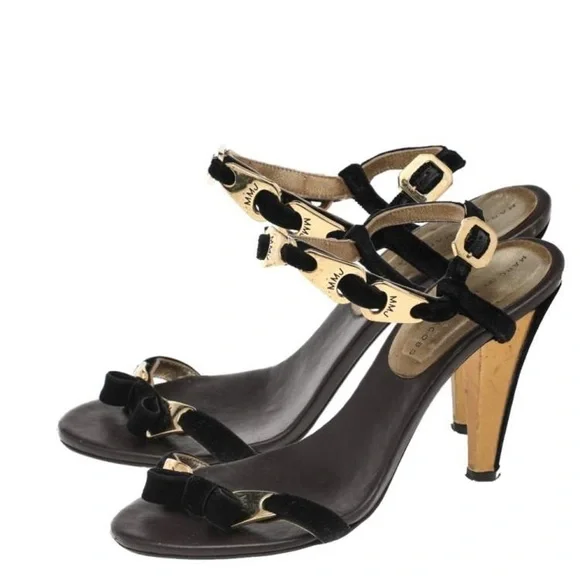Marc By Marc Jacobs Black & Gold Strappy Heels GUC - Picture 3 of 7